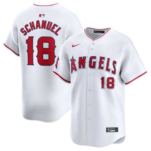 Men%27s Los Angeles Angels #18 Nolan Schanuel White Home Limited Baseball Stitched Jersey Dzhi->los angeles angels->MLB Jersey